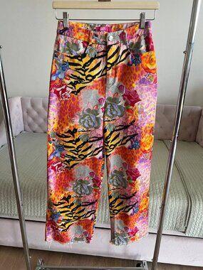 Elsie & Fred Hypnotize Straight Leg Jeans in Animal Print Size XS